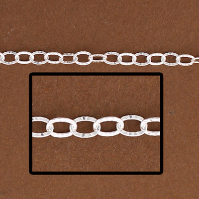 1ft, Sterling Silver Oval Cable Chain. Diamond Cut Cable, Chain by Foot 1808DC