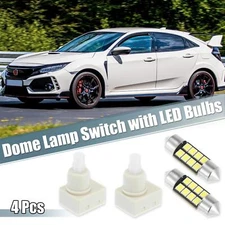 2Pcs Dome Lamp Switch with 2Pcs White LED Bulbs 34404-SDA-A21 for Honda Odyssey
