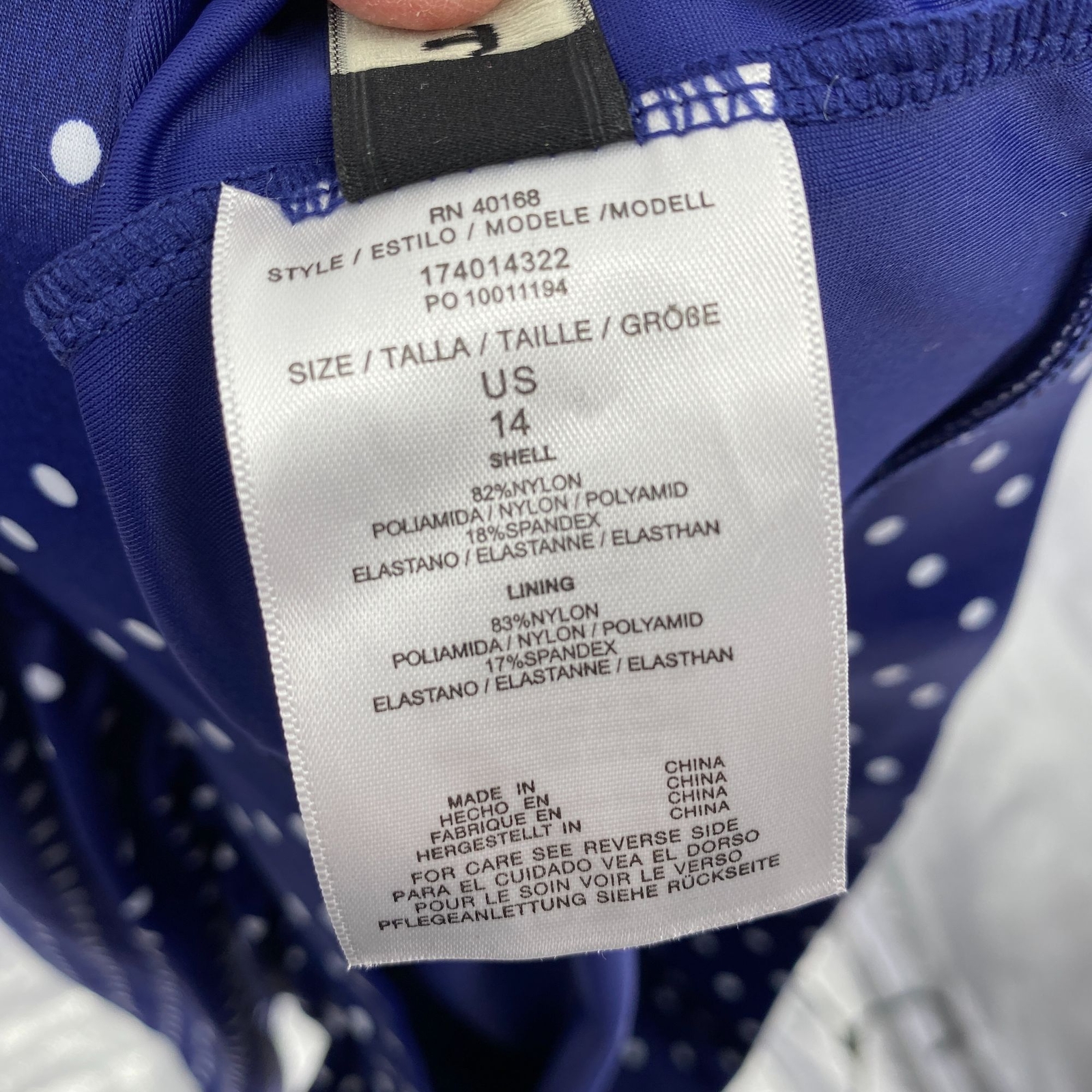 Talbots vented blue white polka dot swim skirt size 1… Gem