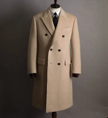 Herrenmantel Herren Custom Beige langer Wintermantel Blazer Freizeit einfarbig - Bild 1 von 4