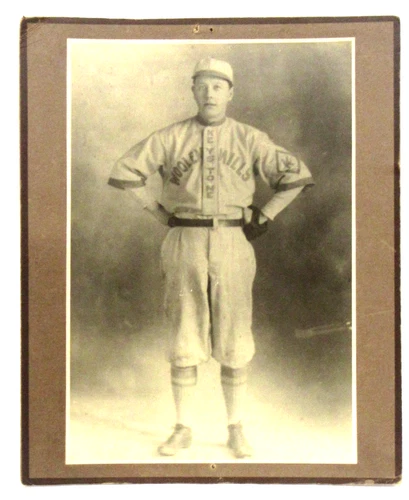 ca. 1910 large KEYSTONE WOOLEN MILLS baseball player cabinet photo 8.5" by 10.5"