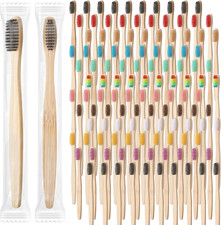 120 Pcs Bamboo Toothbrushes Bulk, Soft Bristle Bamboo Toothbrush, Individually W