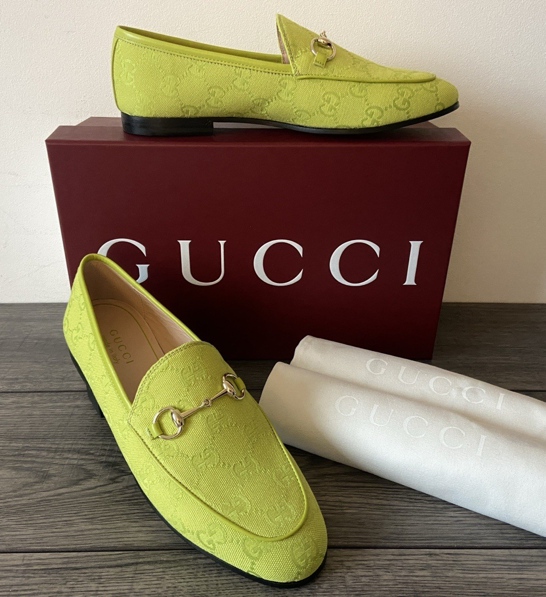 GUCCI GG LOGO HORSEBIT CANVAS LOAFERS SHOES UK 5.5 EU 38.5 RETAIL £775 BNIB