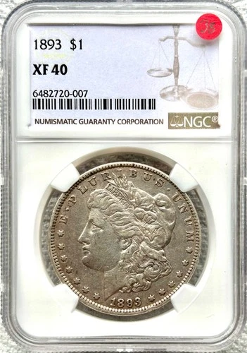 1893 Morgan Silver Dollar NGC XF 40
