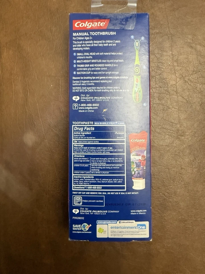 ❗️Extra Soft! PK Masks 2 Colgate toothbrush/paste for Kids 2-5 Yrs PLZ read - Image 2 of 3
