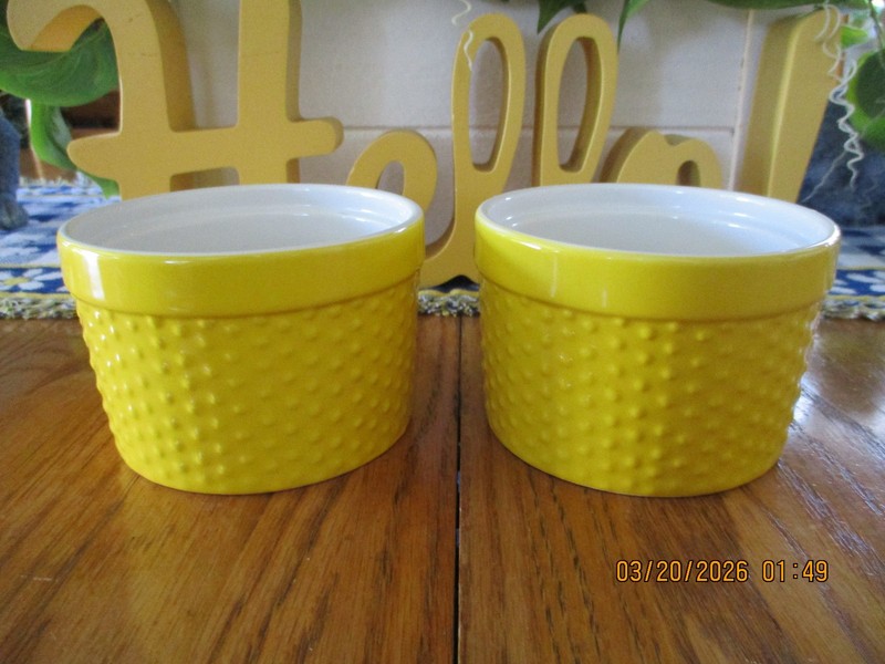 Home Essentials Minis Round Yellow Ramekin Bakers Hobnob Texture Set/2 New