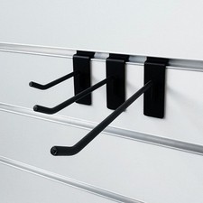 Matte Black metal Slatwall single prong 20cm hooks - pack of 10 - used