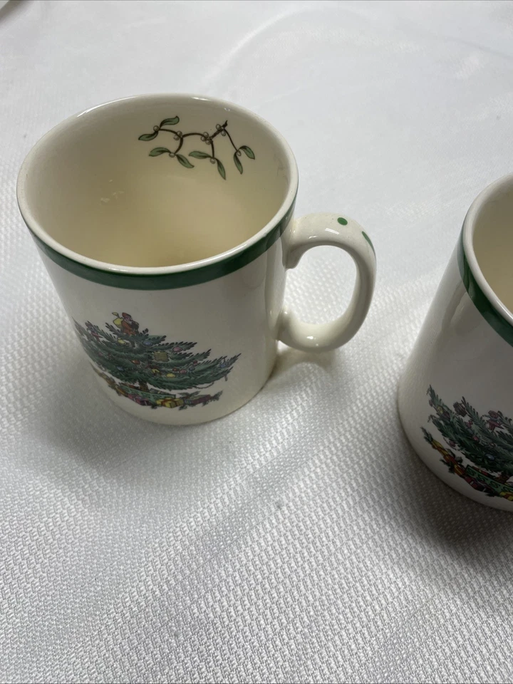 Set Of 2 VTG. SPODE CHRISTMAS TREE COFFEE/TEA CUPS 3 1/4" EUC Replacement Cups - Image 3 of 4