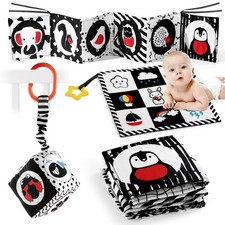 SAMMAS 3 Pcs Black and White High Contrast Baby Toys 0-6 Months for Newborn, Bab