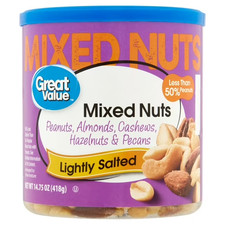 Great Value Roasted  Lightly Salted Mixed Nuts, 14.75 oz..