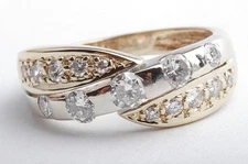 Diamond Ring 0,60ct 585 14K Bicolorgold Size 49 Gg Wg