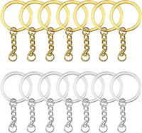 Metall SchlüSselring Mit Kette, 25Mm, 60 StüCk, Silber+Golden | Mit Spaltringe,