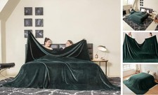 Oversized King Fleece Blanket 120x120 inches, Soft Cozy 120"x120" Forest Green