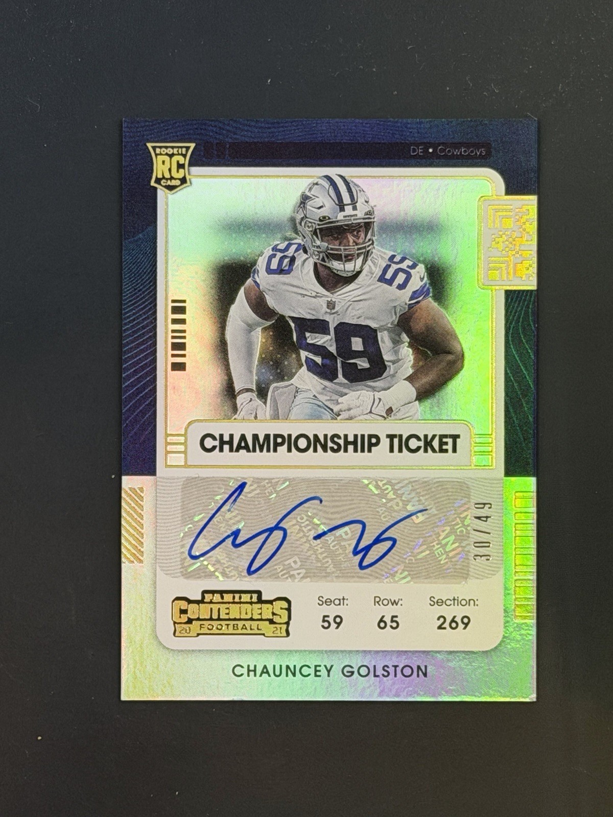 Chauncey Golston Panini Contenders #187 Autograph-Championship
