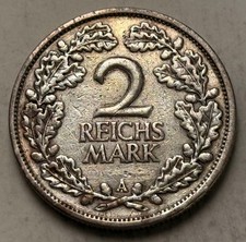 2 Reichsmark 1925 A Weimarer Republik Silbermünze