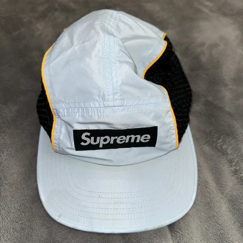 Casquette de camp de course suprême nylon bleu maille panneaux latéraux sangle dos réglable