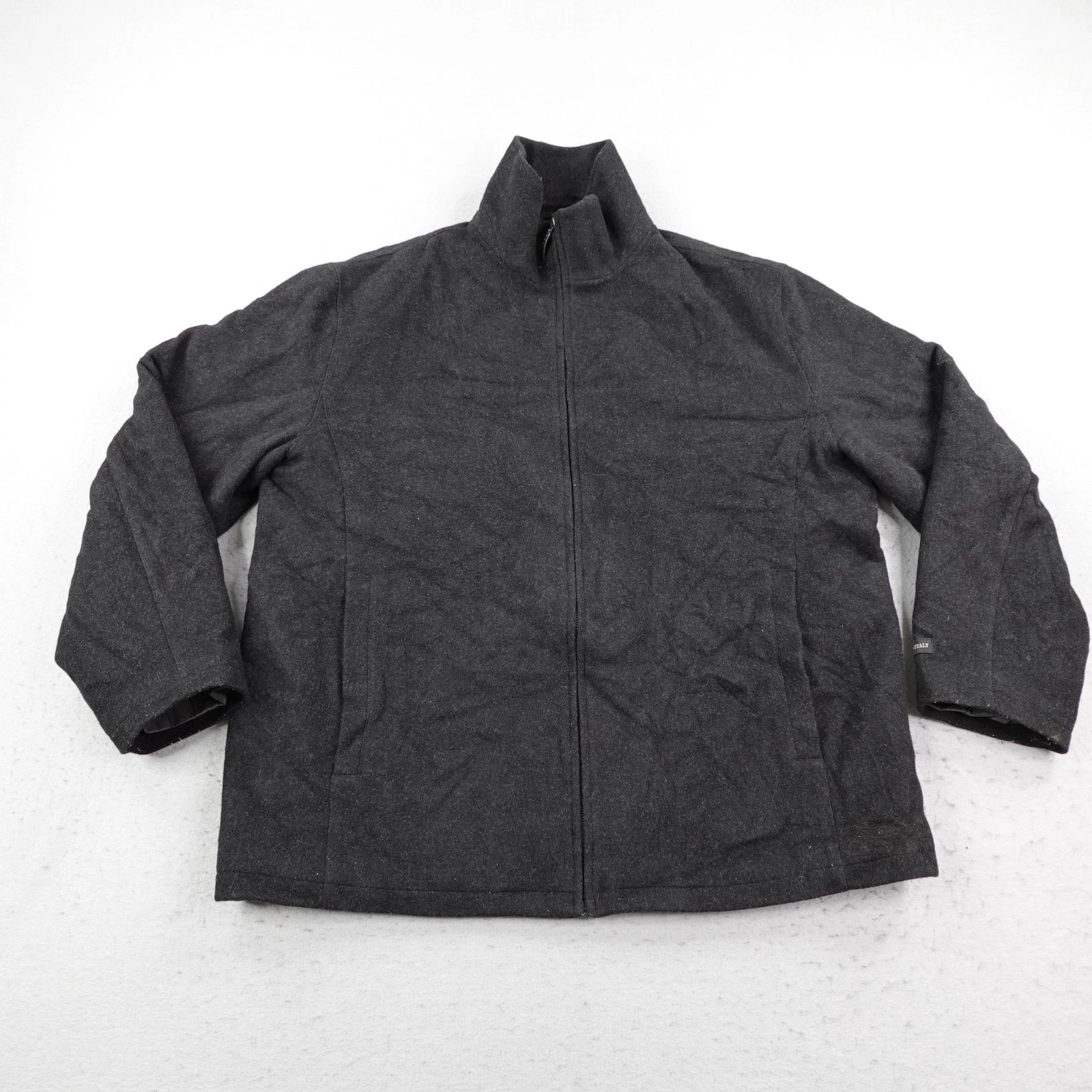 Claiborne Jacket Mens XL Black Lined Italian Wool Blend Coat Outerwear Full Zip