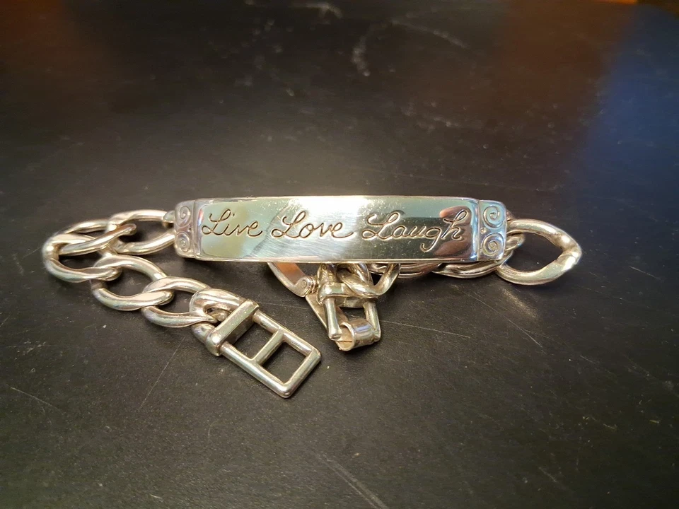 Pulsera Brighton Live Love Laugh Mensaje Grabado 7" Color Plata ¡Preciosa!!! Foto 2 de 4