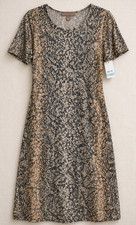 Alexandra + Oak Animal Print Midi Dress Womens Large NWT Stretch Short Sleeve