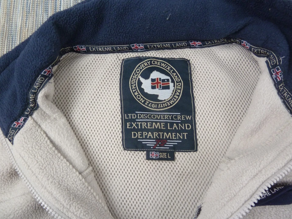 Chaqueta polar Extreme Land para hombre grande beige cremallera completa cálido abrigo informal al aire libre Foto 3 de 4