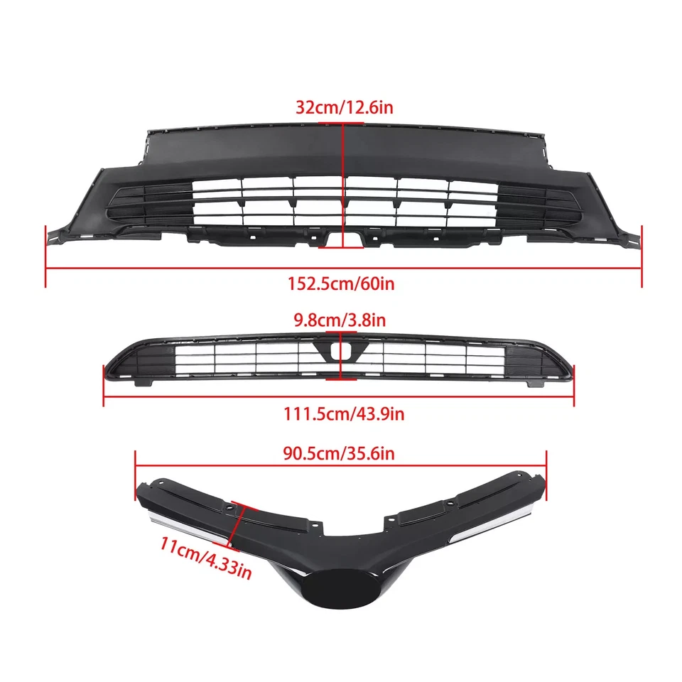 For 2016-2018 Toyota RAV4 LE XLE Fog Lights+Cover Cap+Upper Center Lower Grilles - Image 2 of 4