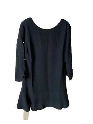 Chadwicks of Boston Womans 14Petite Split Sleeve Crepe A-Line Black Dress |  eBay