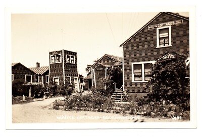 RPPC postcard NUVITA COTTAGES, ROCKAWAY BEACH resort architecture OREGON 1940s