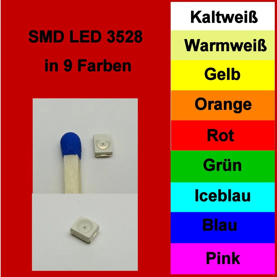 SMD LED 3528 1210 in 10 verschiedenen Farben 1/10/25/50/100 Stück zur Auswahl
