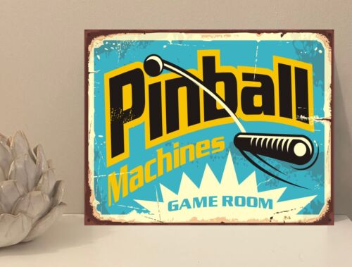 1x Pinball Games Room Rustic Retro Metal Plaque Sign Gift House Novelty (mt130) - Picture 1 of 4