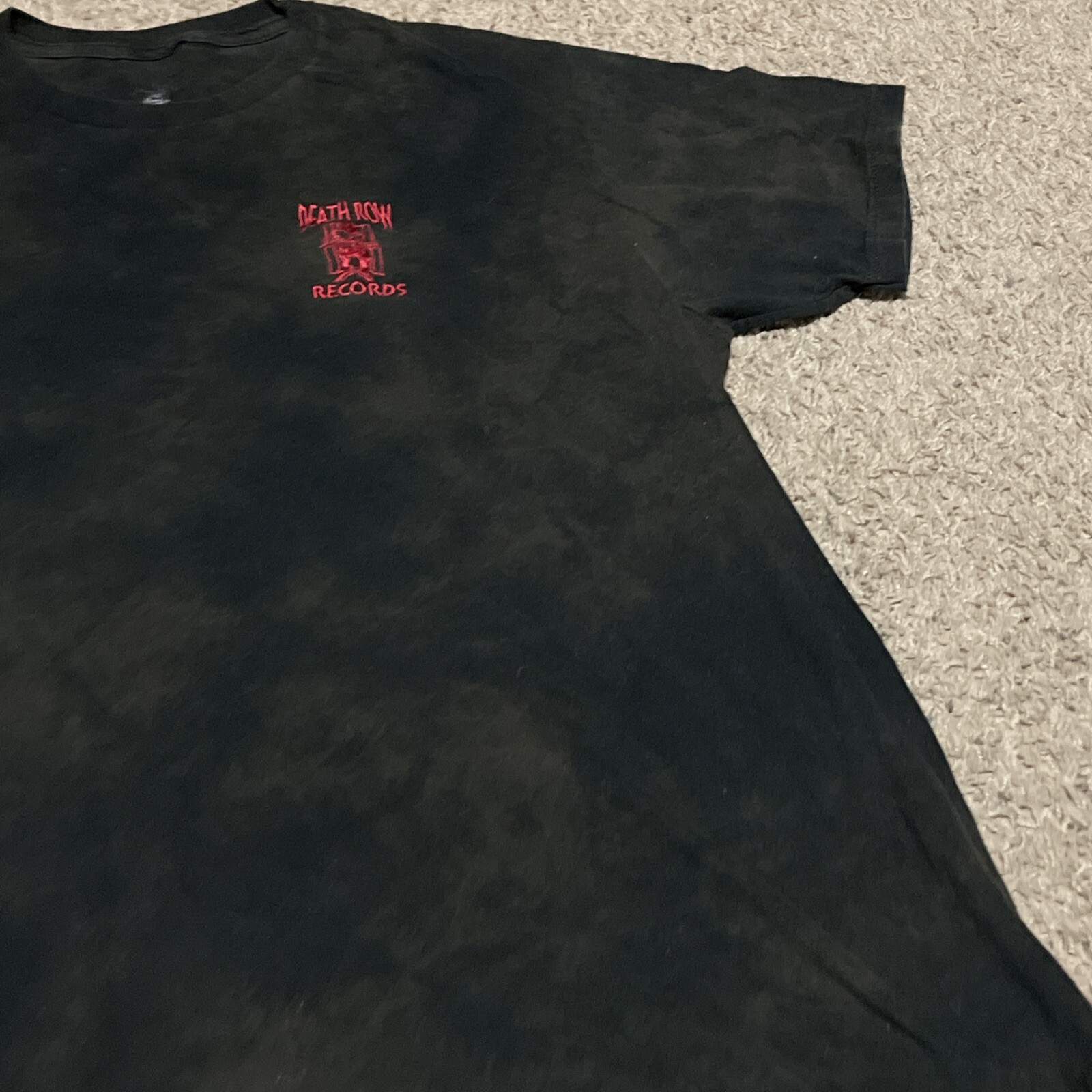 FILA Camicia Death Row Records uomo nera tie dye logo ricamato candeggina lavata XL