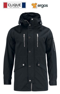 CLIQUE Jacke AROCK leicht gefüttert Parka Style lang Farbe schwarz mit Kapuze