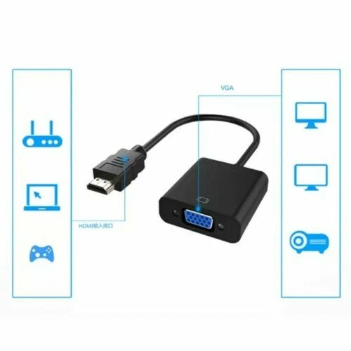 1080P HDMI Male to VGA Female Video Cable Cord Converter Adapter Laptop Monitor - Image 3 of 4