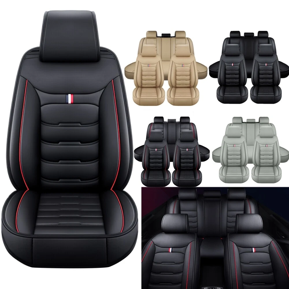 OTOEZ Leather Car Seat Covers Full Set Front and Rear Bench Backrest Seat  Cover Set Universal Fit for Sedan SUV Truck