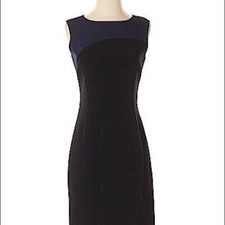 ELIE TAHARI Sheath Dress Black Blue Sleeveless Size 2 Knee Length