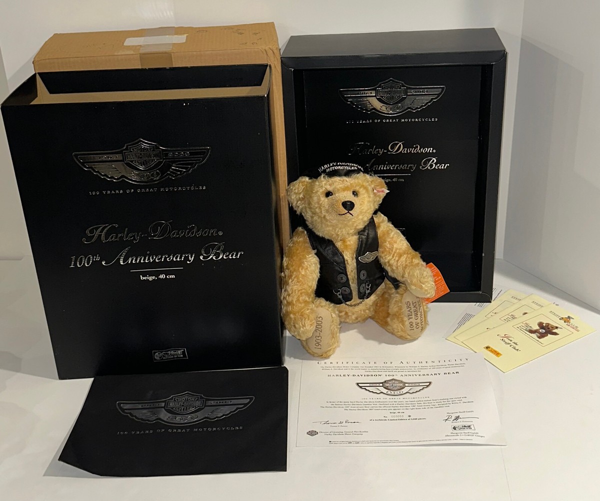 2003 Steiff HARLEY-DAVIDSON 100th Anniversary BEAR with Gambler