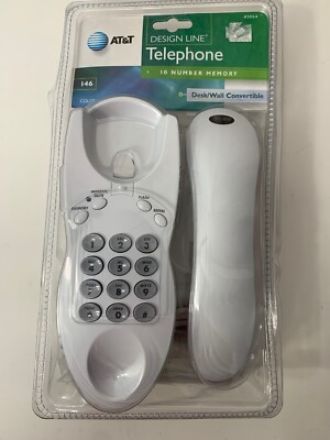 AT&T 146 Design Line Telephone Windchill White Hearing Aid Compatible Desk/Wall