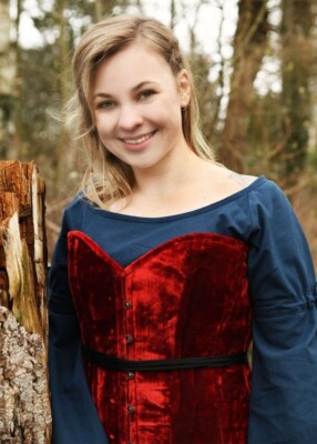 Fantasy Full Bust Velvet Corset Red