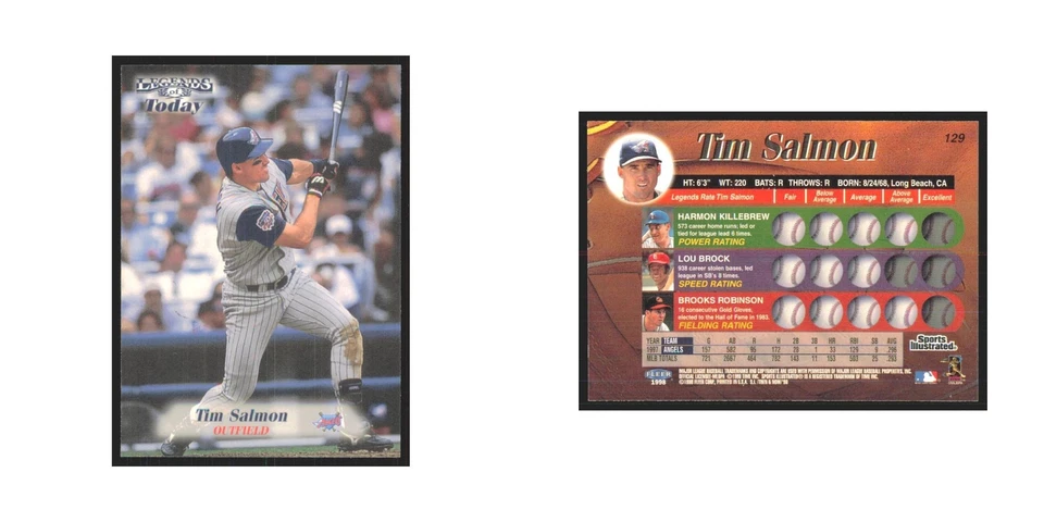 1998 Fleer Legends Of Today Tim Salmon Angels #129 - Image 3 of 3
