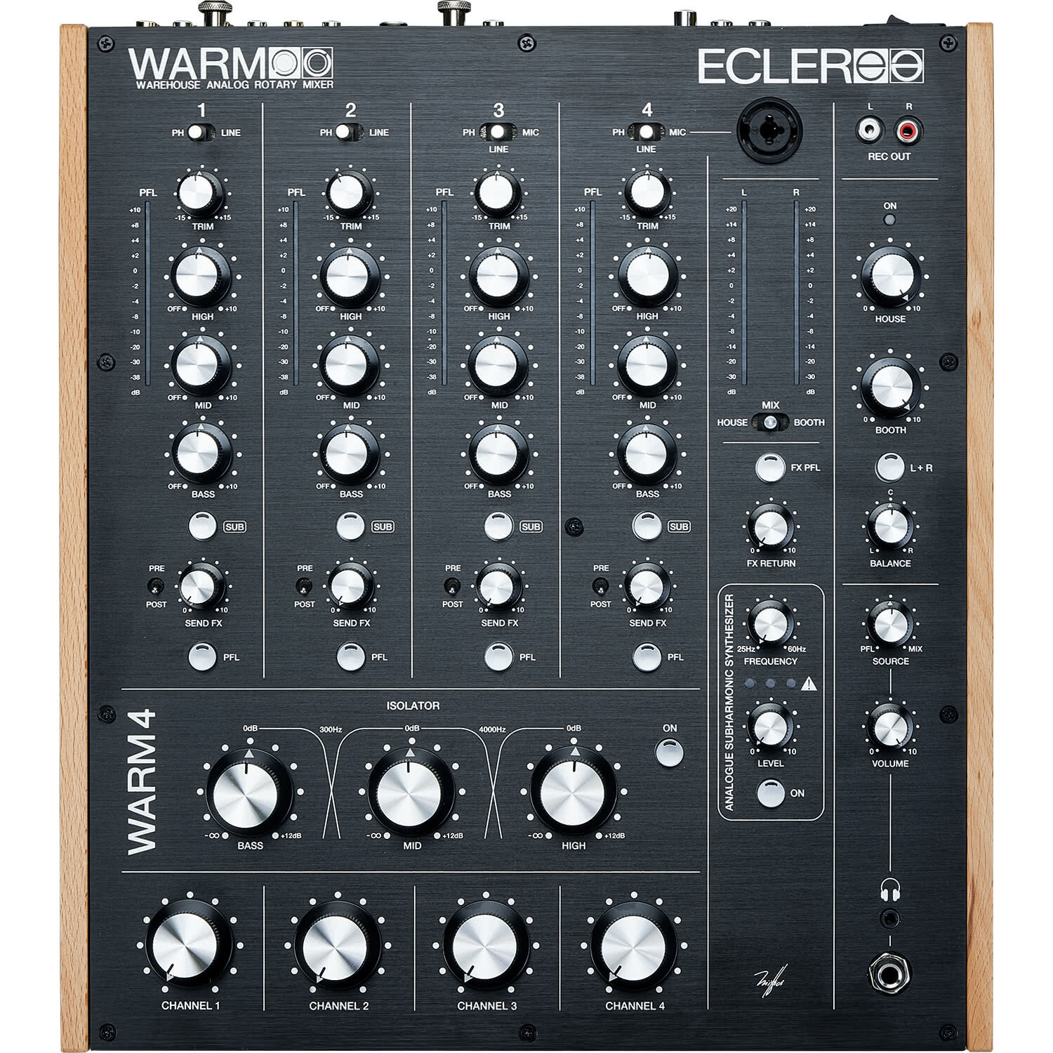 ECLER WARM4 Rotary mixer 4 Canali Rotativo professionale Isolator Send FX per DJ