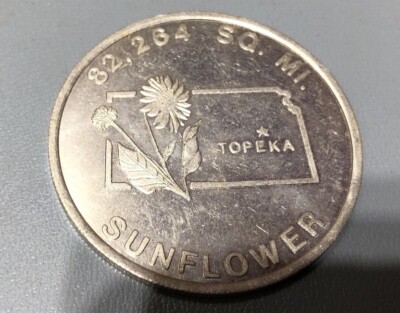 Vintage Kansas Aluminum Token  Coin Sunflower State Advertising Travel