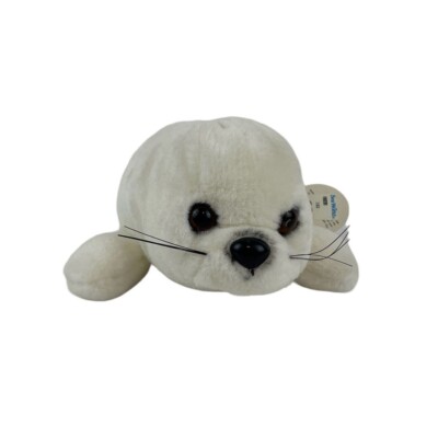 Sea World White Harp Seal 14  Plush Realistic Stuffed Animal Vintage 1991