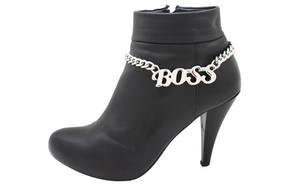 Women Silver Metal Chain Western Boot Bracelet Shoe Anklet BOSS Charm Decorative - Изображение 2 из 4
