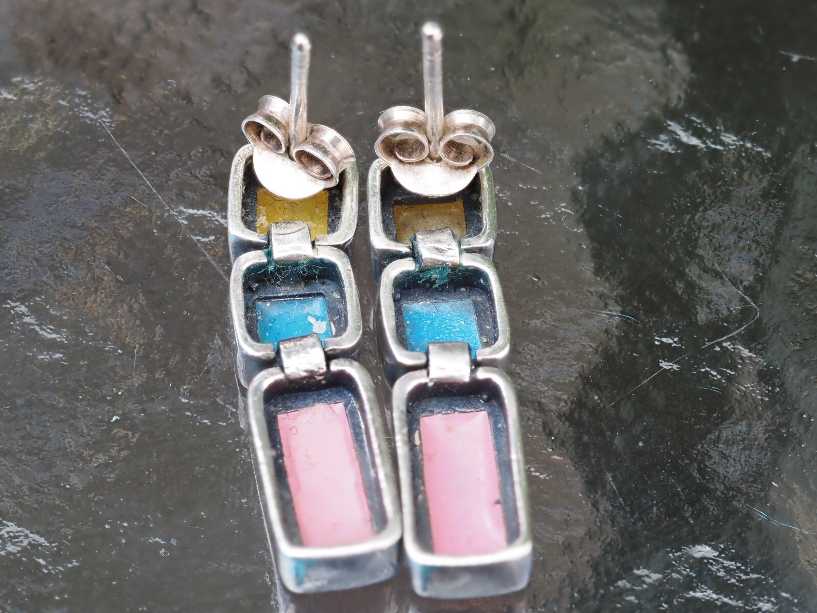 Photo 4 of Sterling Silver Mother Of Pearl Stud Drop Earrings E59