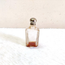Vintage Ancien Transparent Parfum Verre Bouteille Laiton Culot Rare Décoratifs