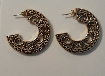Lauren By Studio Barse Bronze 1.25'' Hoop Earrings 