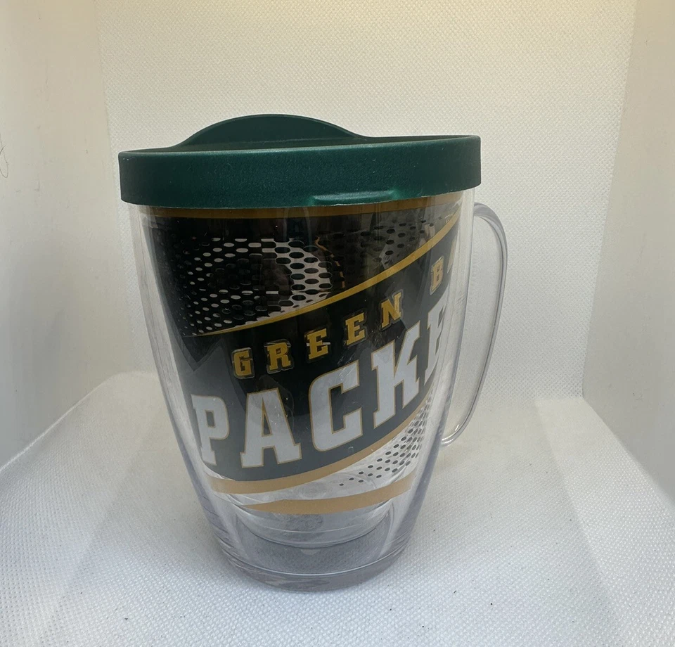Taza aislante de doble pared Tervis Green Bay Packers 16 oz con tapa de mango nueva con etiquetas Foto 3 de 4