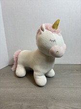 Kelly Unicorn Plush Living Textiles Knit Toy Rattle Cotton Plush 12  Standing