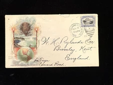 MA CONCORD JCT. 1901 CVR #297 PAN AM RARE SOLO USE, TO ENGLAND COLOR ILLUS EXPO