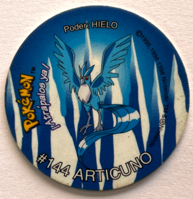 1999 TAZO POKEMON KANTO Chipy #144 ARTICUNO Peru Pogs Flips Frito