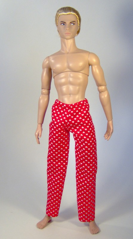 Homme Doll Handmade Pajama Pants Integrity Toys Red and White Hearts Valentine's